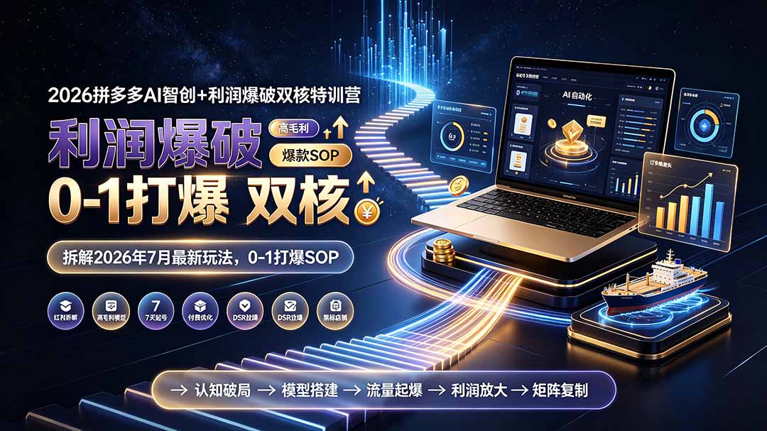 2026拼多多AI智创+利润爆破双核特训营-更新：拆解2026年7月最新玩法，0-1打爆SOP-源创文化