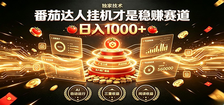 别再瞎找副业！番茄达人挂机才是稳赚赛道 日入1000+-源创文化