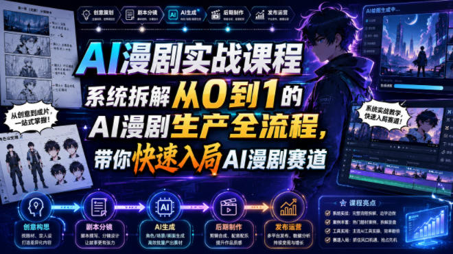 AI漫剧实战课程，系统拆解从0到1的AI漫剧生产全流程，带你快速入局AI漫剧赛道-源创文化