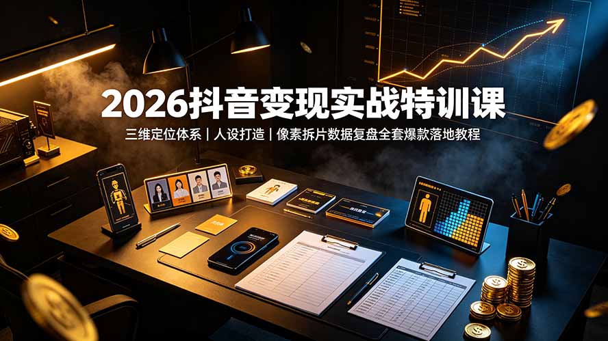 2026抖音变现实战特训课：三维定位体系｜人设打造｜像素拆片数据复盘全套爆款落地教程-源创文化