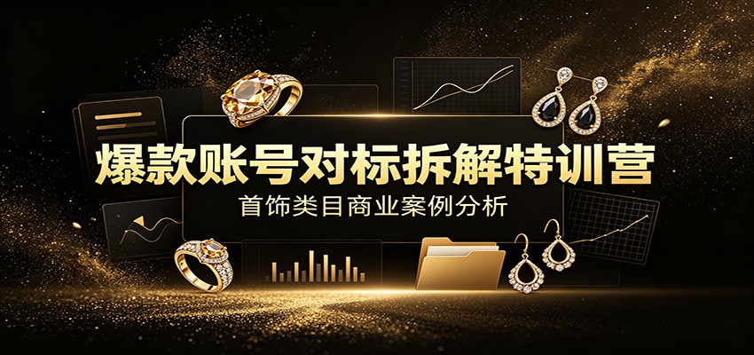 爆款账号对标拆解特训营：首饰类目商业案例分析，配套完整资料内容-源创文化
