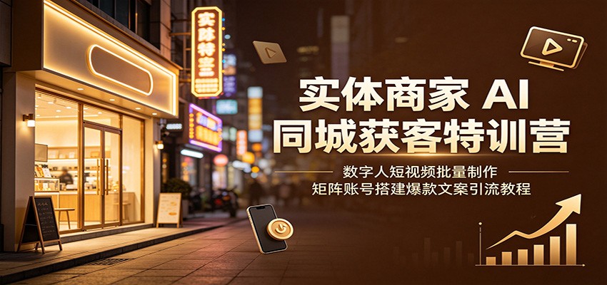 实体商家AI同城获客特训营：数字人短视频批量制作，矩阵账号搭建爆款文案引流教程-源创文化