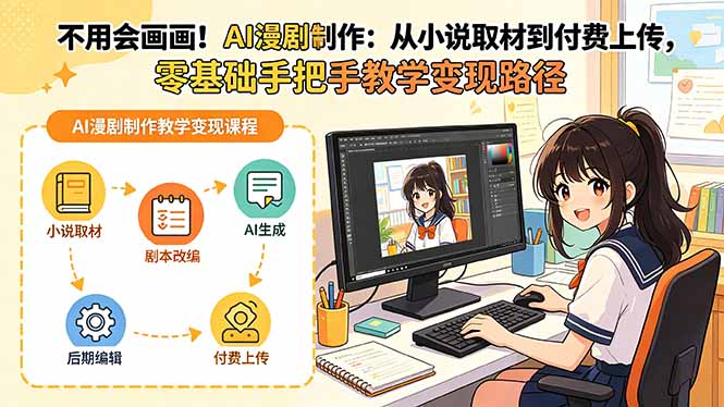 不用会画画！AI漫剧制作：从小说取材到付费上传，零基础手把手教学变现路径(更新-源创文化
