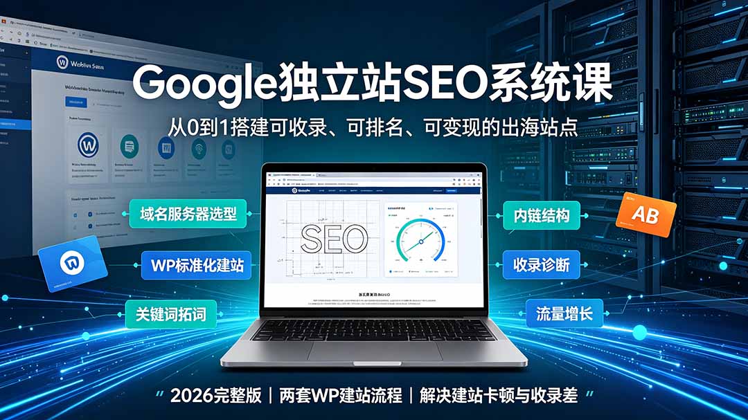 Google独立站SEO-7月系统课：出海基建×WordPress建站×AI内容生产×站内外优化×Search Console×AdSense变现-源创文化