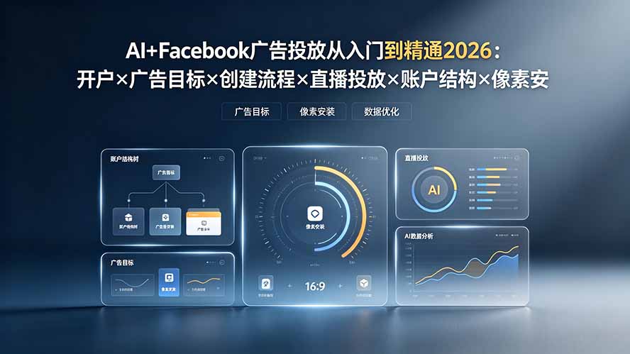 AI+Facebook广告投放从入门到精通2026：开户×广告目标×创建流程×直播投放×账户结构×像素安装×AI赋能-源创文化