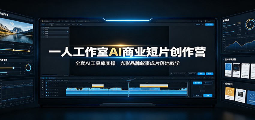 一人工作室AI商业短片创作营：全套AI工具库实操，光影品牌叙事成片落地教学-源创文化