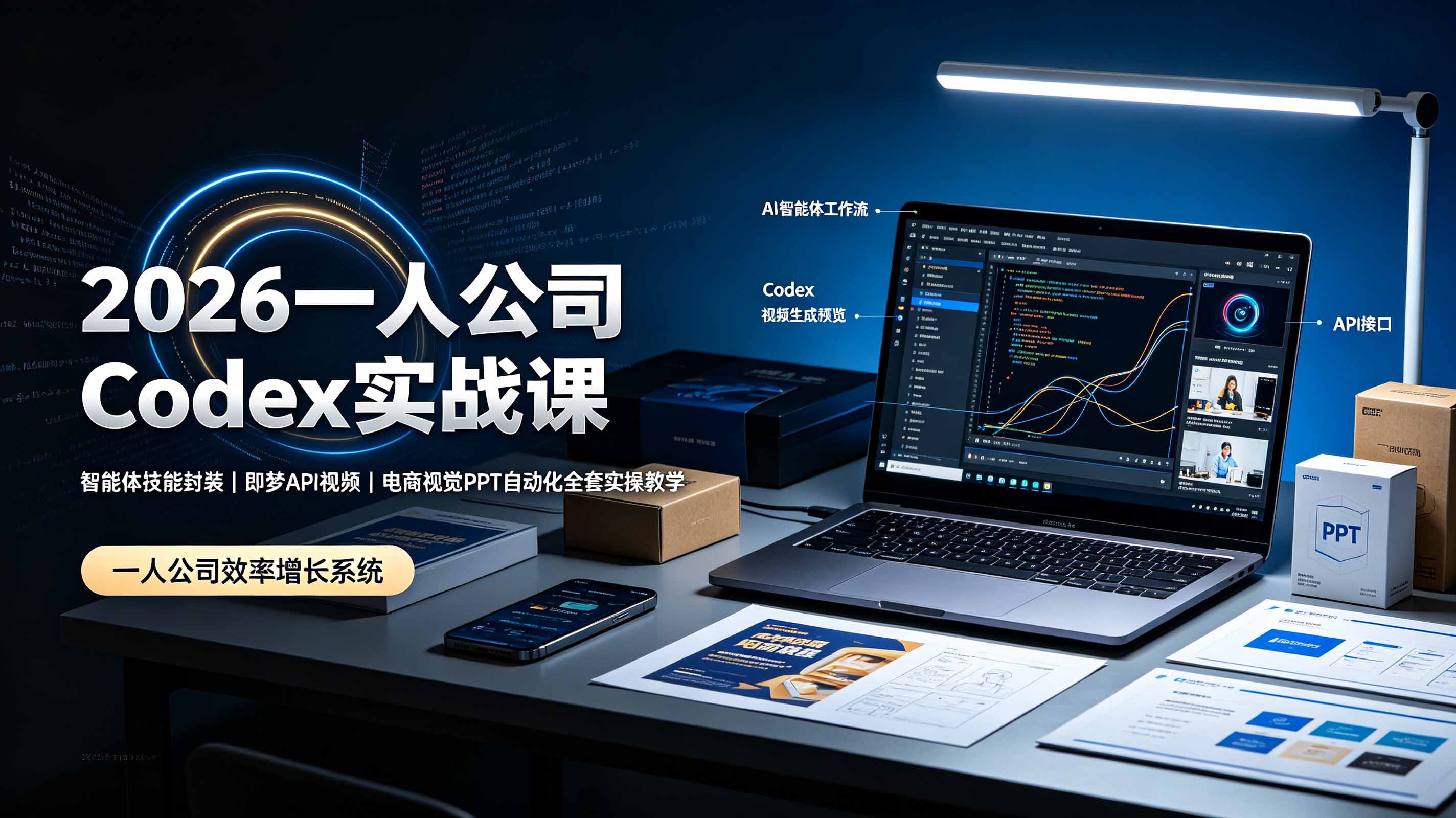 2026一人公司Codex实战课◆智能体技能封装｜即梦API视频｜电商视觉PPT自动化全套实操教学-源创文化