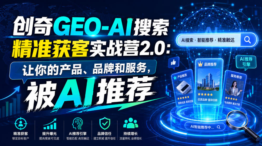 创奇GEO-AI搜索精准获客实战营2.0：让你的产品、品牌和服务，被AI推荐-源创文化