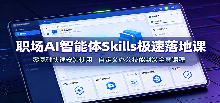 职场AI智能体Skills极速落地课：零基础快速安装使用，自定义办公技能封装全套课程-源创文化