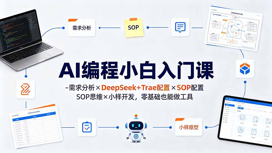AI编程小白入门课-需求分析×DeepSeek+Trae配置×SOP思维×小样开发，零基础也能做工具-源创文化