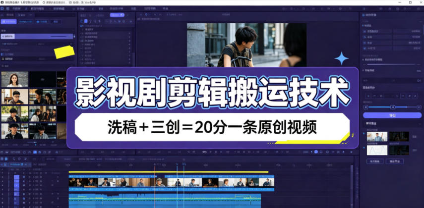 影视剧剪辑搬运技术，洗稿+三创=20分一条原创视频-源创文化