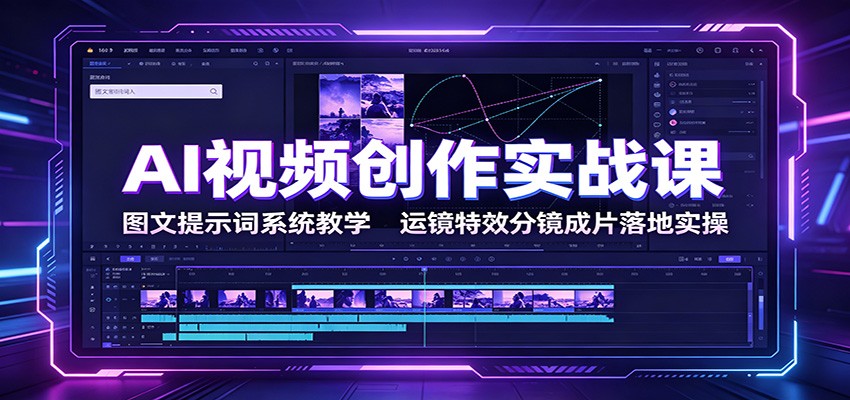 AI视频创作实战课：图文提示词系统教学，运镜特效分镜成片落地实操-源创文化
