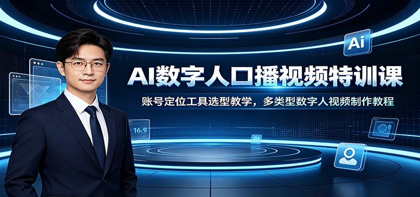 AI数字人口播视频特训课：账号定位工具选型教学，多类型数字人视频制作教程-源创文化