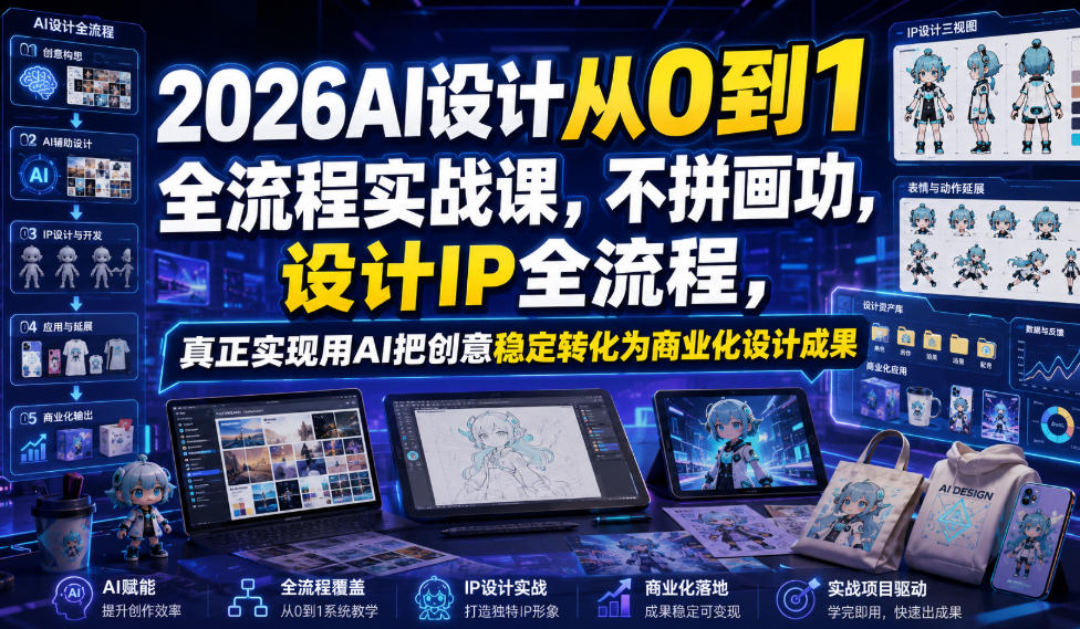 2026AI设计从0到1全流程实战课，不拼画功，设计IP全流程，真正实现用AI把创意稳定转化为商业化设计成果-源创文化