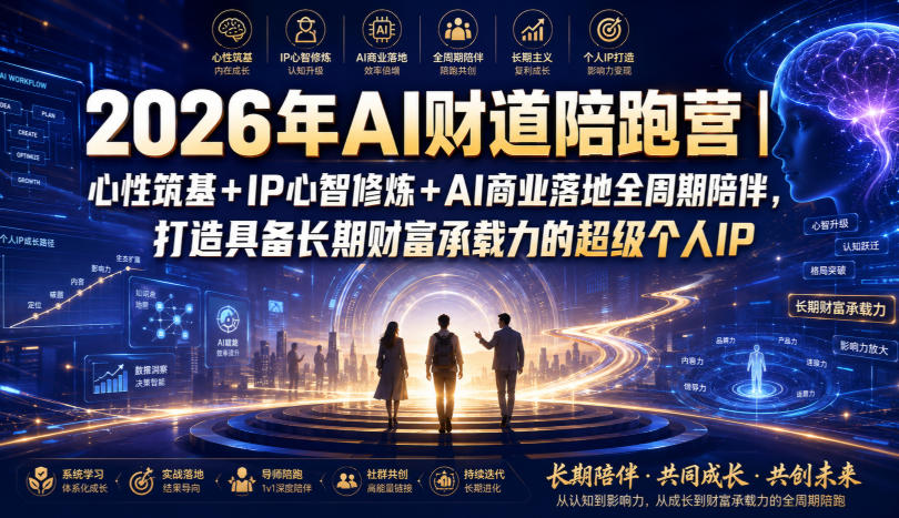 2026年AI财道陪跑营｜心性筑基+IP心智修炼+AI商业落地全周期陪伴，打造具备长期财富承载力的超级个人IP-源创文化