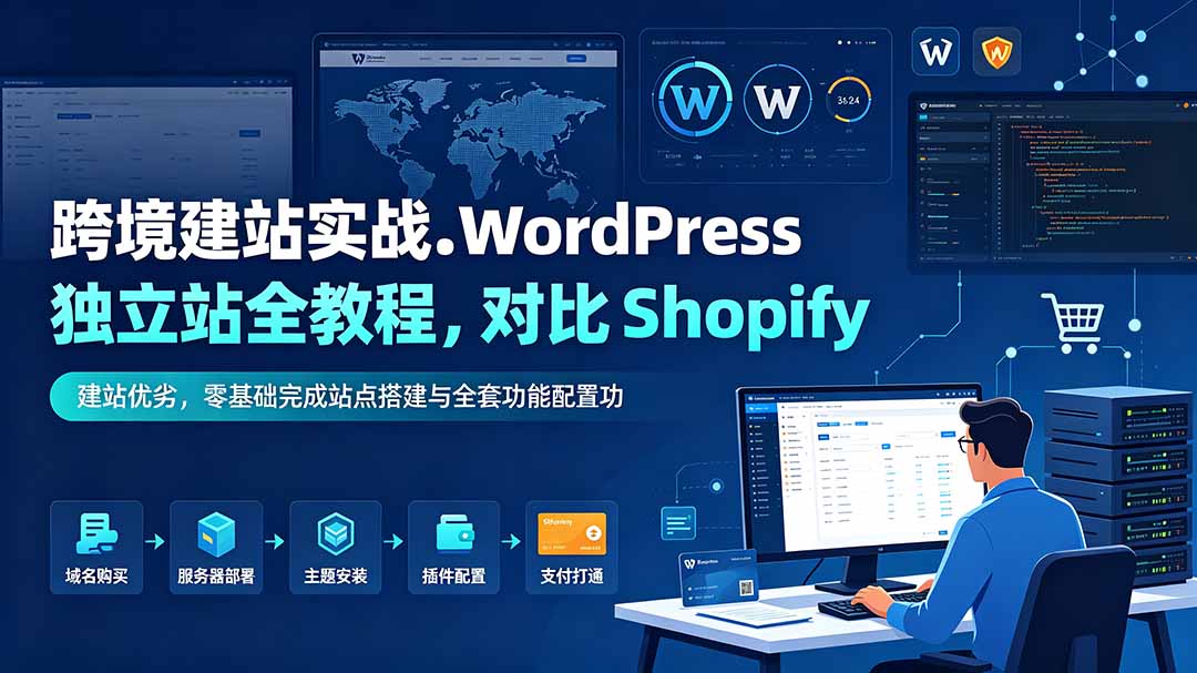 跨境建站实战：WordPress 独立站全教程，对比 Shopify 建站优劣，零基础完成站点搭建与全套功能配置-源创文化