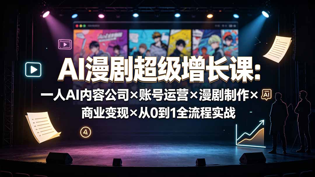 AI漫剧超级增长课：一人AI内容公司×账号运营×漫剧制作×商业变现×从0到1全流程实战-源创文化