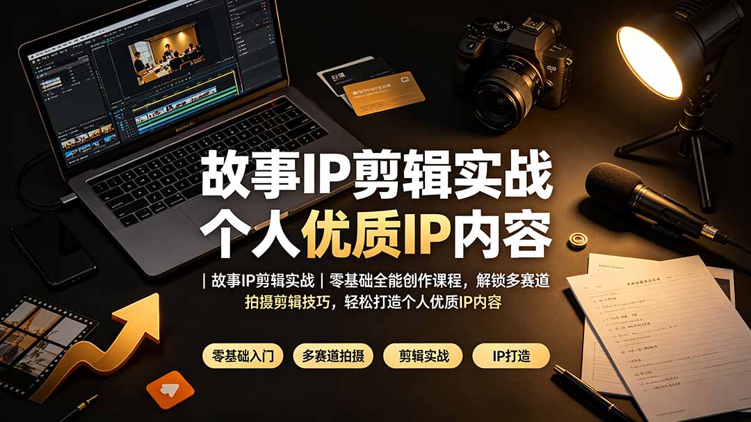 故事IP剪辑实战｜零基础全能创作课程，解锁多赛道拍摄剪辑技巧，轻松打造个人优质IP内容-源创文化