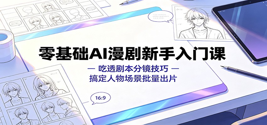 零基础AI漫剧新手入门课：吃透剧本分镜技巧，搞定人物场景批量出片-源创文化