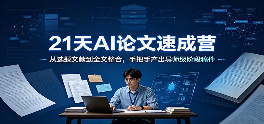 21天AI论文速成营：从选题文献到全文整合，手把手产出导师级阶段稿件-源创文化