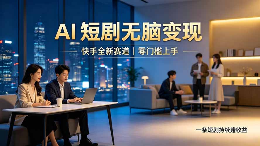 别乱找副业了，快手 AI 短剧零门槛长久被动增收-源创文化