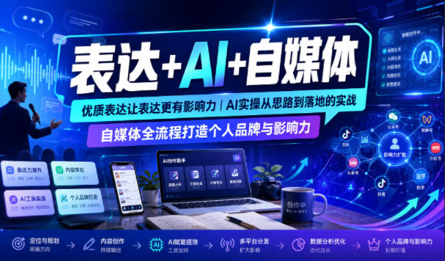 表达+AI+自媒体，优质表达让表达更有影响力|AI实操从思路到落地的实战|自媒体全流程打造个人品牌与影响力-源创文化