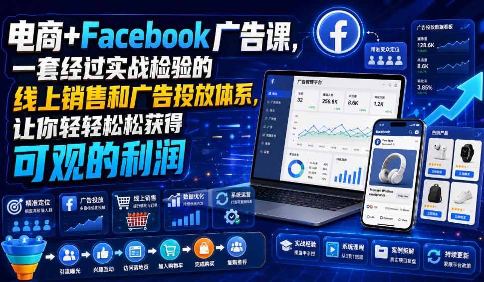电商+Facebook广告课，一套经过实战检验的线上销售和广告投放体系，让你轻轻松松获得可观的利润【原创双语字幕】-源创文化