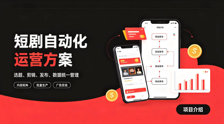 快手全自动短剧矩阵项目｜自动化分发，流量持续变现【揭秘】-源创文化