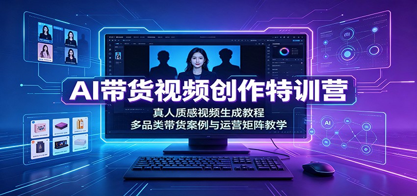 AI带货视频创作特训营：真人质感视频生成教程，多品类带货案例与运营矩阵教学-源创文化