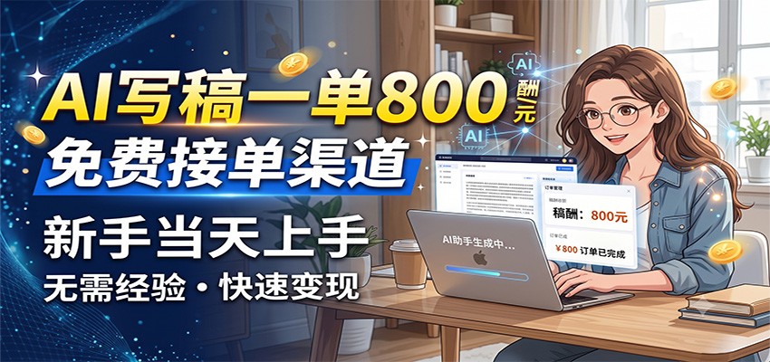 AI写稿一单800，免费接单渠道，一单一结几十到上千，新手当天上手-源创文化