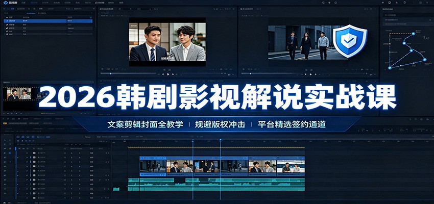 2026韩剧影视解说实战课：文案剪辑封面全教学，规避版权冲击平台精选签约通道-源创文化