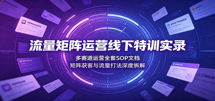 流量矩阵运营线下特训实录：多赛道运营全套SOP文档，矩阵获客与流量打法深度拆解-源创文化