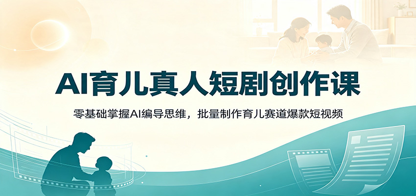 AI育儿真人短剧创作课：零基础掌握AI编导思维，批量制作育儿赛道爆款短视频-源创文化