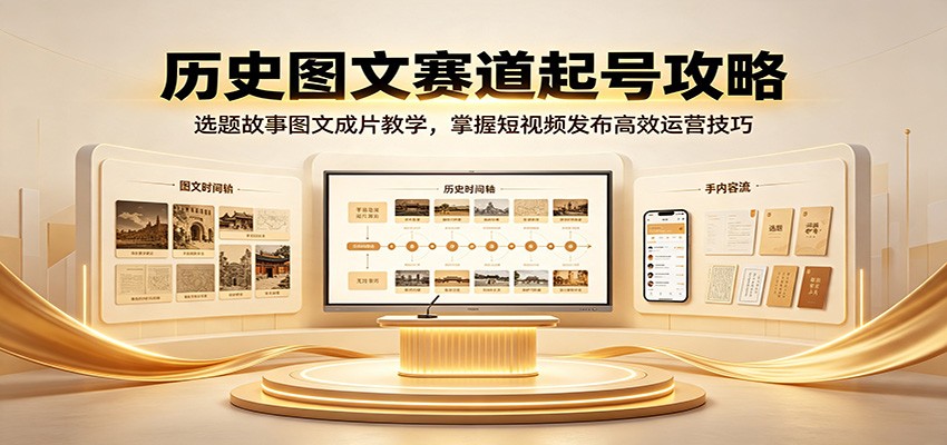 历史图文赛道起号攻略：选题故事图文成片教学，掌握短视频发布高效运营技巧-源创文化