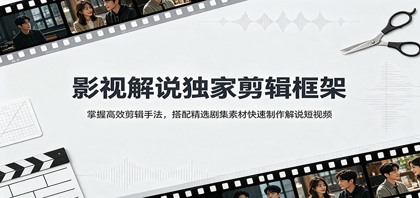影视解说独家剪辑框架：掌握高效剪辑手法，搭配精选剧集素材快速制作解说短视频-源创文化