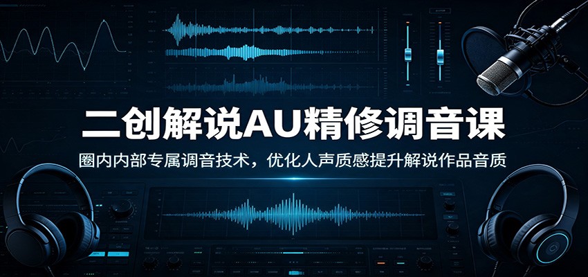 二创解说AU精修调音课：圈内内部专属调音技术，优化人声质感提升解说作品音质-源创文化
