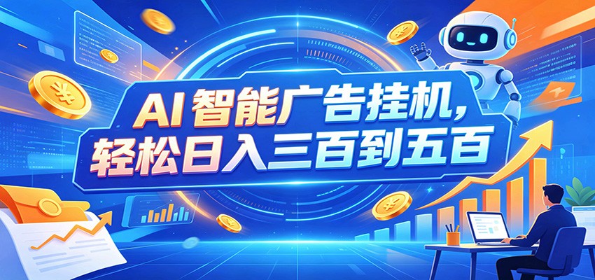 AI智能广告挂机，24小时自动跑，日入300-500，新手零门槛-源创文化