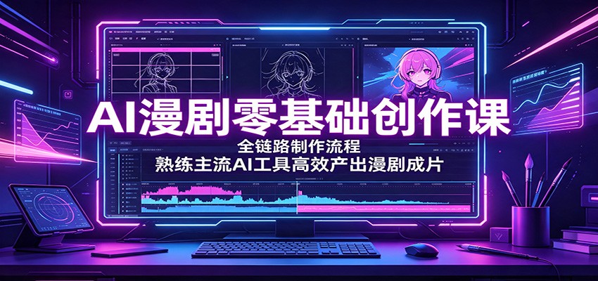 AI漫剧零基础创作课：全链路制作流程，熟练主流AI工具高效产出漫剧成片-源创文化