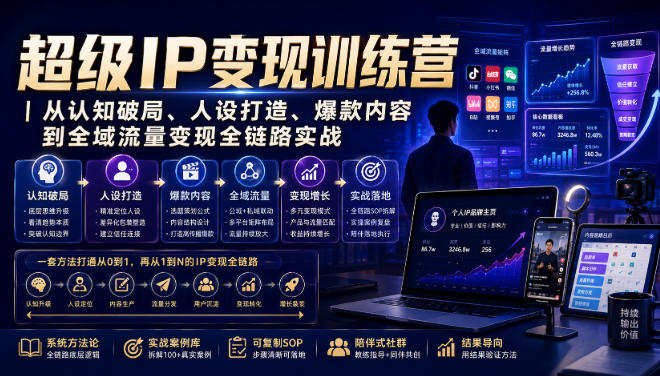 超级IP变现训练营|从认知破局、人设打造、爆款内容到全域流量变现全链路实战-源创文化