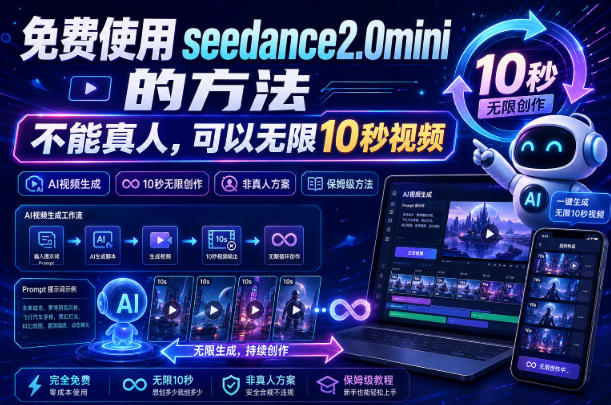 免费使用seedance2.0mini的方法,不能真人,可以无限10秒视频,9图+3音频参考-源创文化