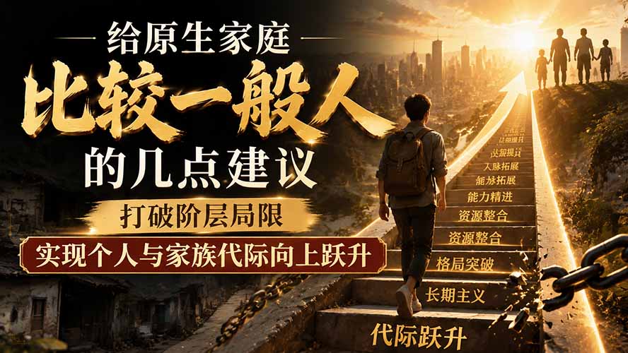 付费文章:给原生家庭比较一般人的几点建议,打破阶层局限,实现个人与家族代际向上跃升-源创文化