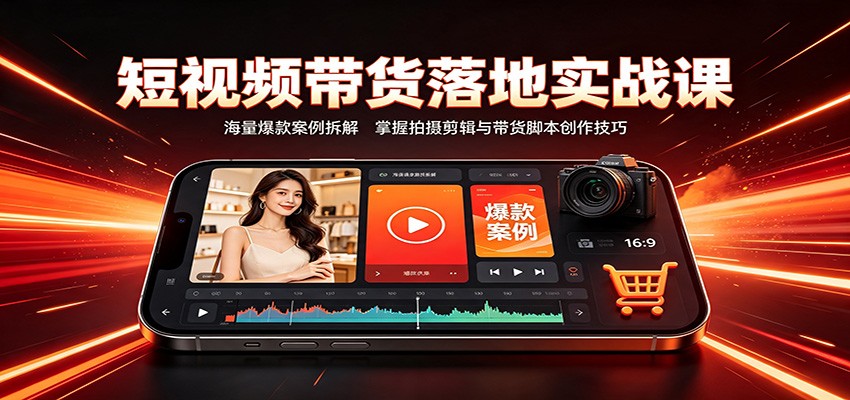 短视频带货落地实战课:海量爆款案例拆解,掌握拍摄剪辑与带货脚本创作技巧-源创文化