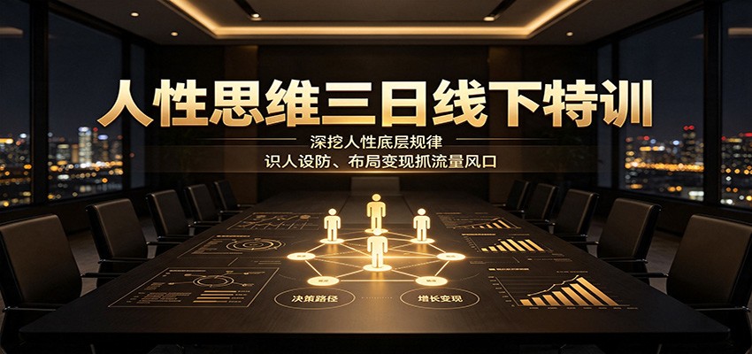 人性思维三日线下特训：深挖人性底层规律，识人设防、布局变现抓流量风口-源创文化