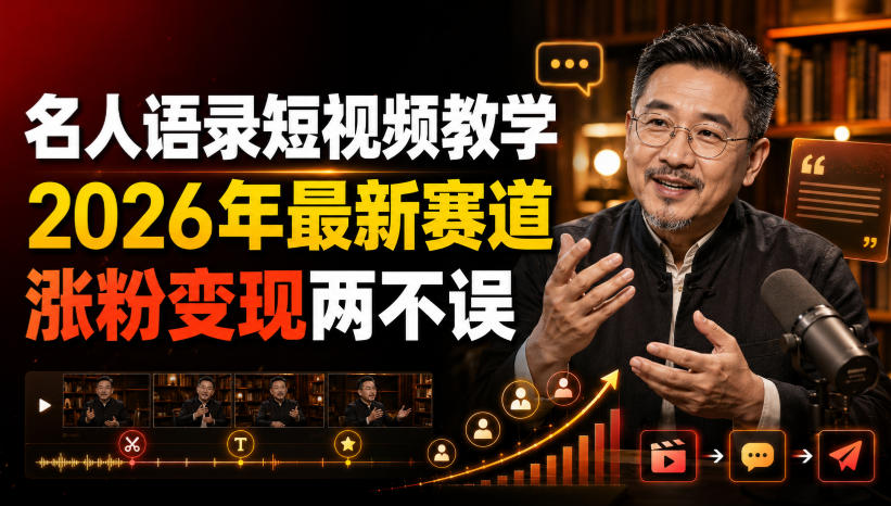名人语录短视频教学，2026年最新赛道，涨粉变现两不误-源创文化
