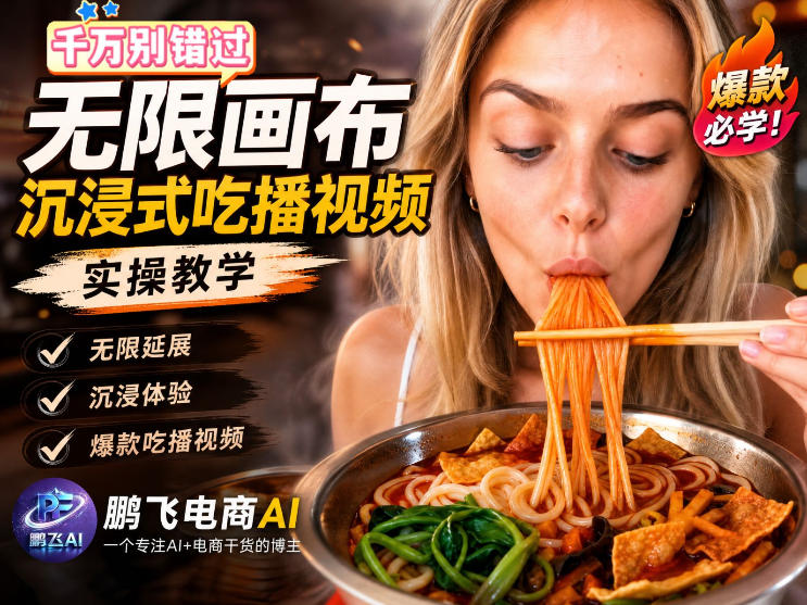 保姆级教程｜用AI无线画布做沉浸式吃播，3步直接出片，无线画布工作流，操作简单好上手-源创文化