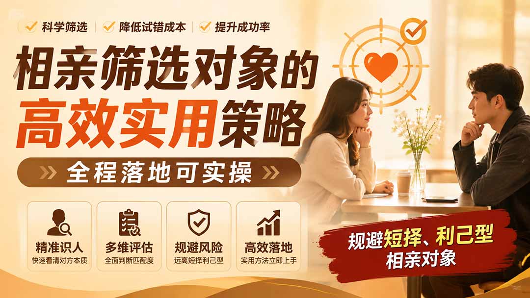付费文章:相亲筛选对象的高效实用策略,全程落地可实操,规避短择、利己型相亲对象-源创文化