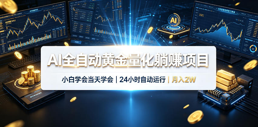 AI全自动黄金量化躺賺项目，24小时自动运行，月入2W！-源创文化