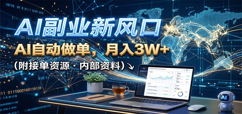 AI副业新风口，AI自动做单，月入3W+，附接单资源-源创文化
