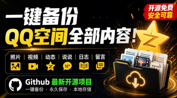 一键将你QQ空间全部内容备份下来!照片/视频/动态信息全存本地,Github最新开源项目QzoneArchive-源创文化