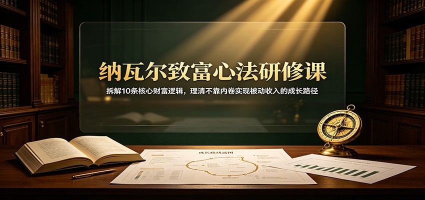 纳瓦尔致富心法研修课：拆解10条核心财富逻辑，理清不靠内卷实现被动收入的成长路径-源创文化